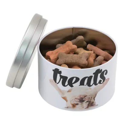 Product Paw Prints Bulldog Tin Treat Jar