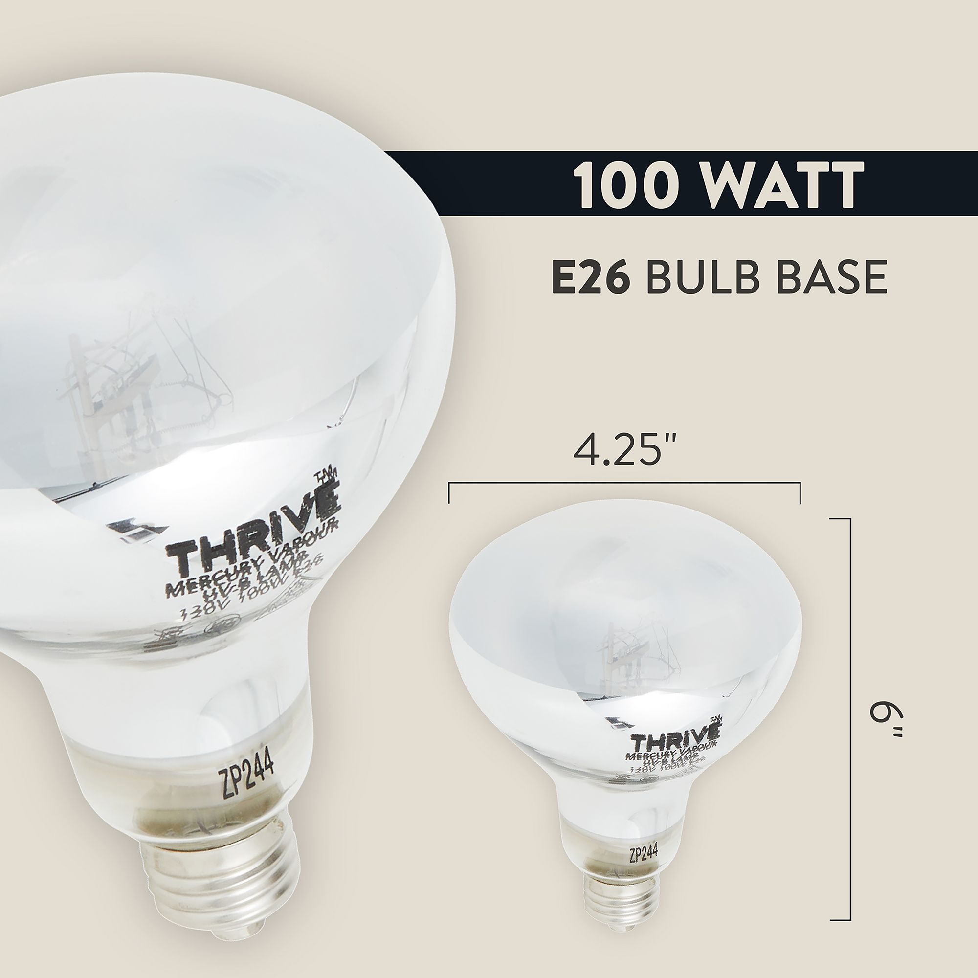 Thrive 3-in-1 Mercury Vapor Bulb - UVB & Heat Bulb - 100W - thumbnail 2