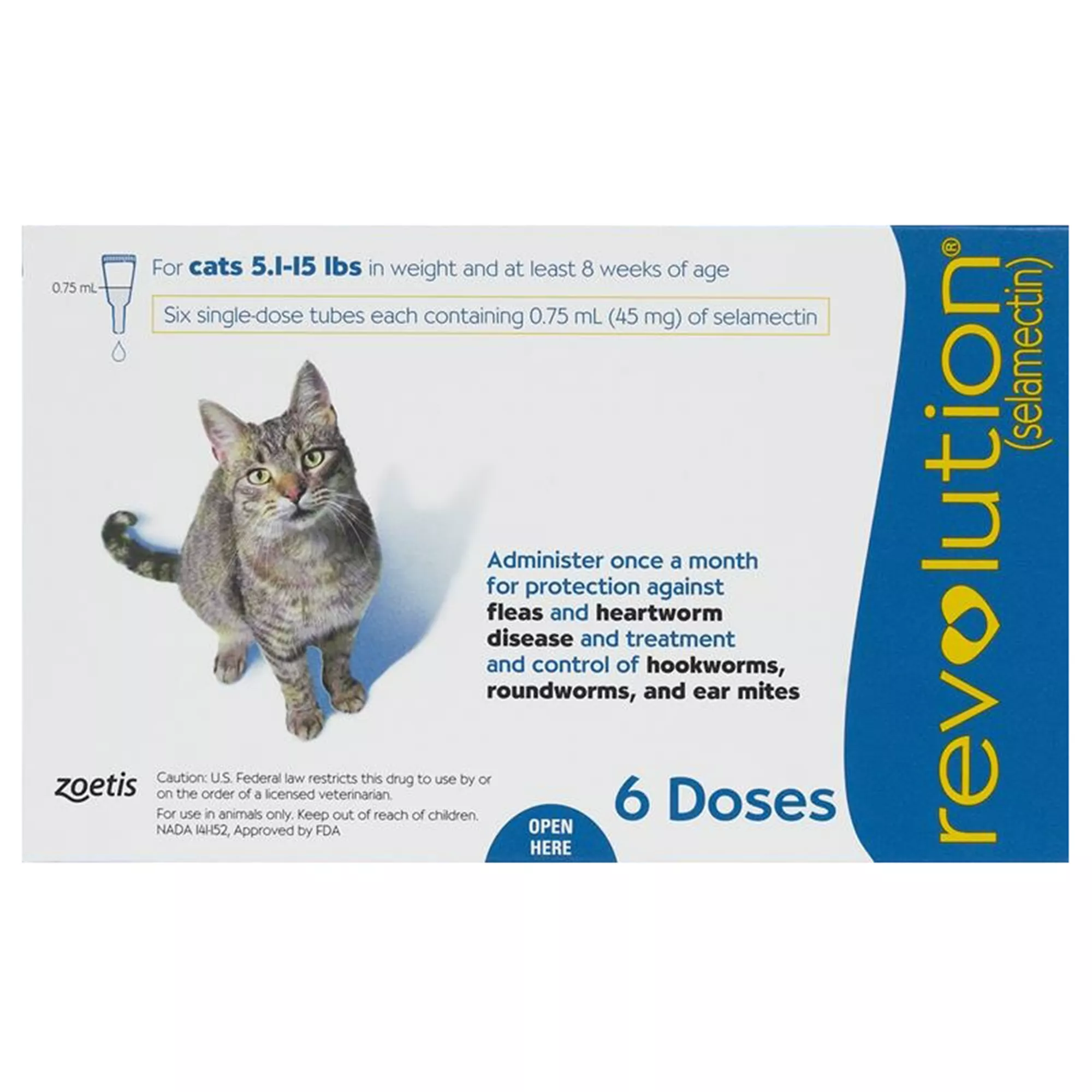 Revolution Topical for Cats 5.1-15 lbs Blue