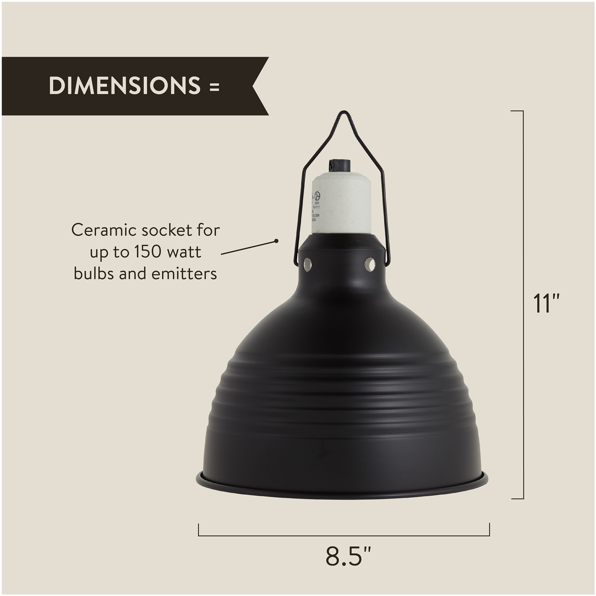Thrive Reptile Terrarium Dome Lamp with Switch - Reptile Heat Lamp Fixture - 8.5 in - thumbnail 2