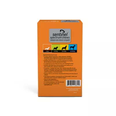 Product Sentinel Spectrum Chews for Dogs 2-8 lbs Orange - 6 Month or 12 Month Supply