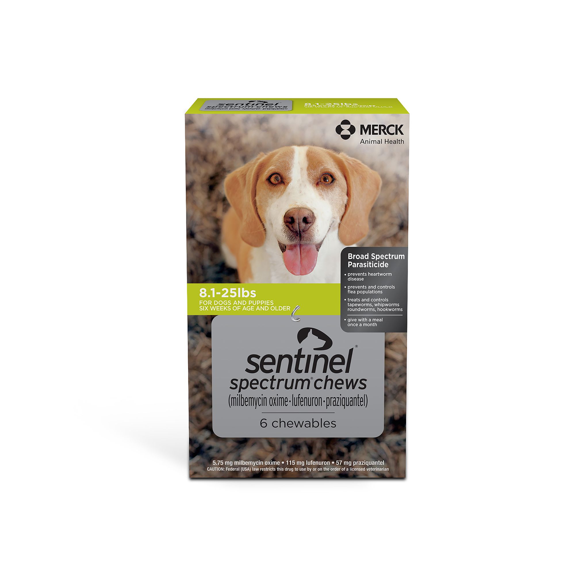 Sentinel Spectrum Chewable Tablets for Dogs 8 25 lbs Green 6