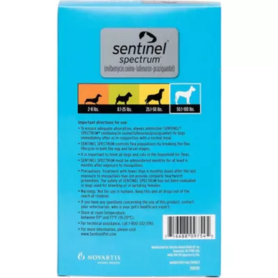 Product Sentinel Spectrum Chews for Dogs 50.1-100 lbs Blue - 6 Month or 12 Month Supply