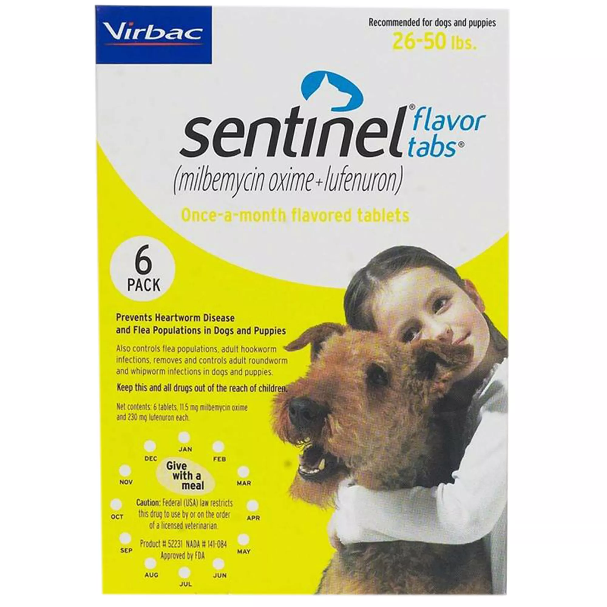 Sentinel Flavor Tabs for Dogs 26-50 lbs Yellow