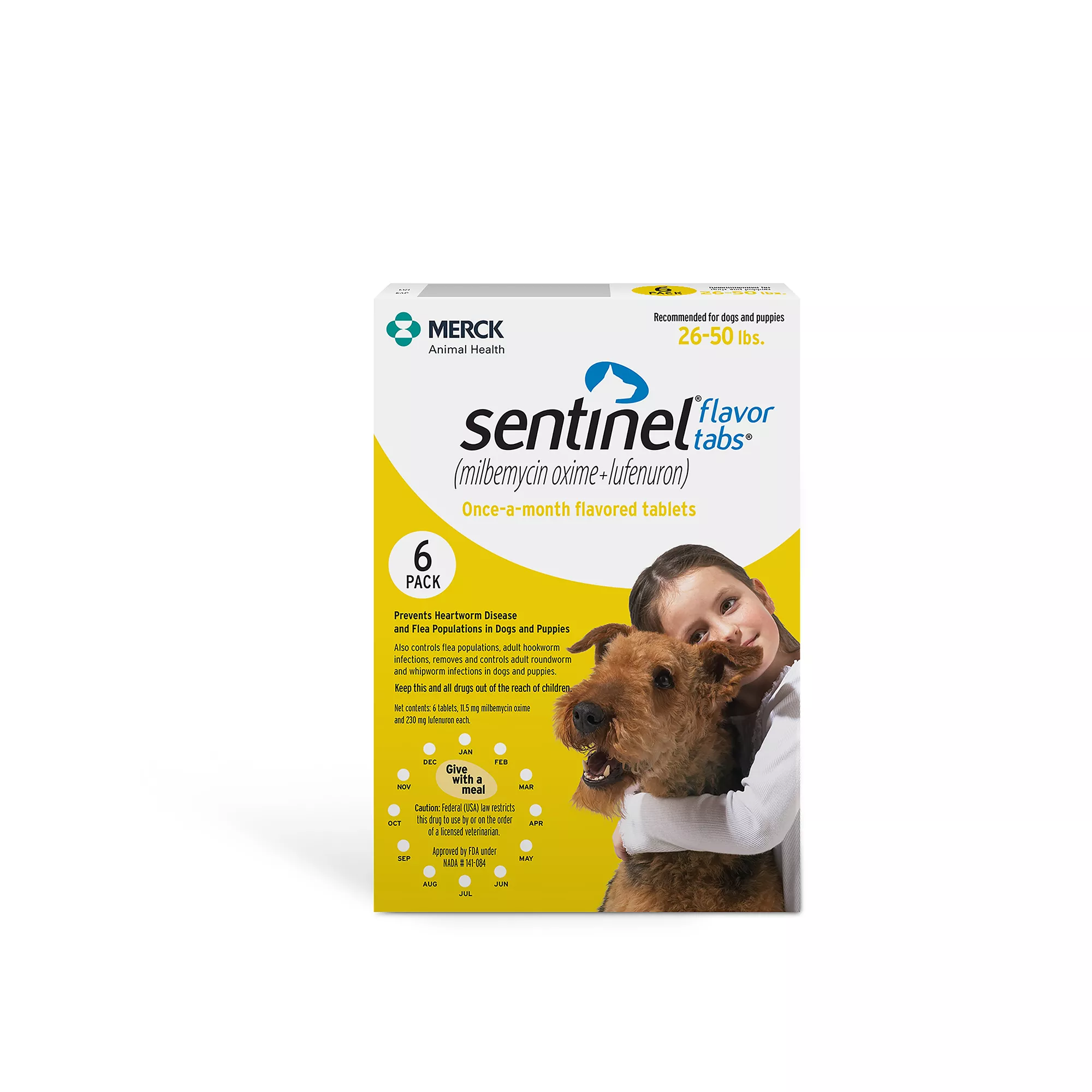 Sentinel Flavor Tabs for Dogs 26-50 lbs Yellow