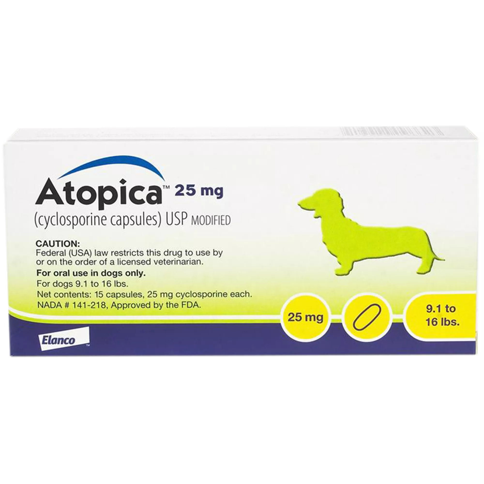 Atopica Capsules for Dogs - 25mg - 15 count