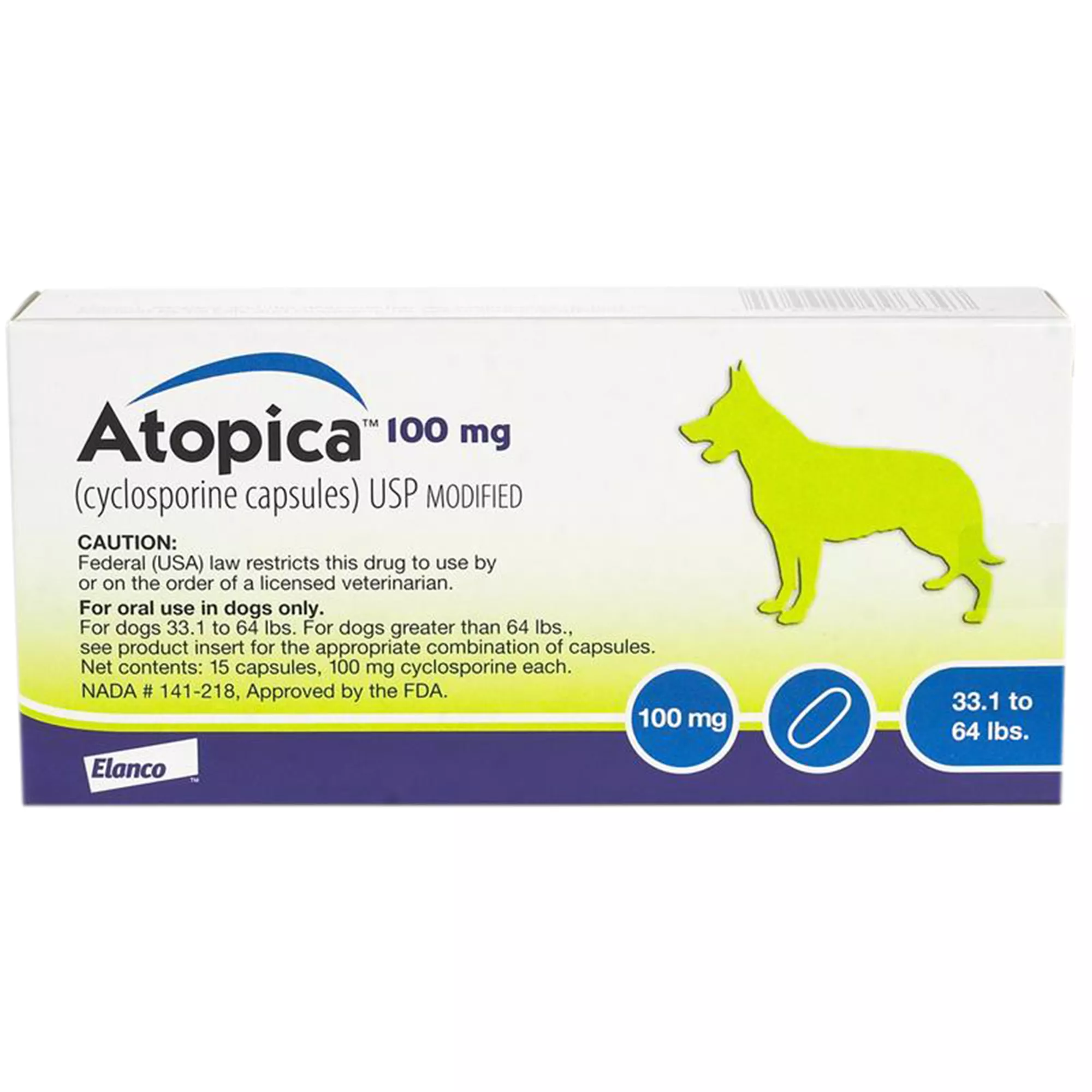 Atopica Capsules for Dogs - 100mg - 15 count