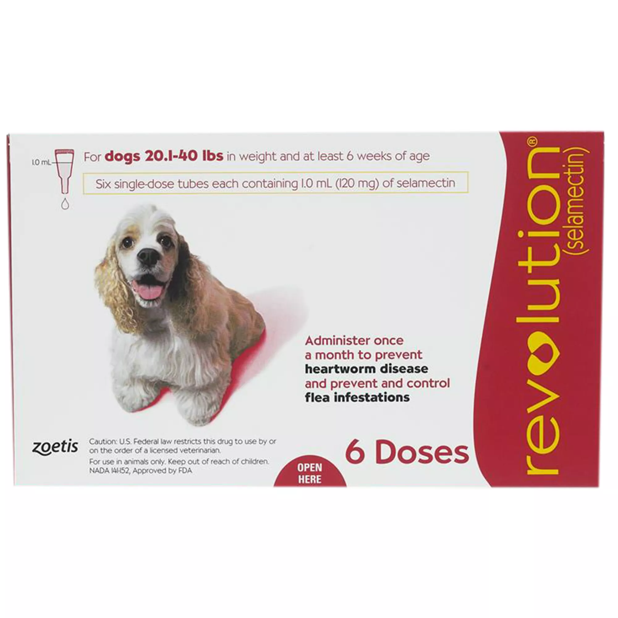 Revolution Topical for Dogs 20.1-40 Red  - 3 Month or 6 Month Supply