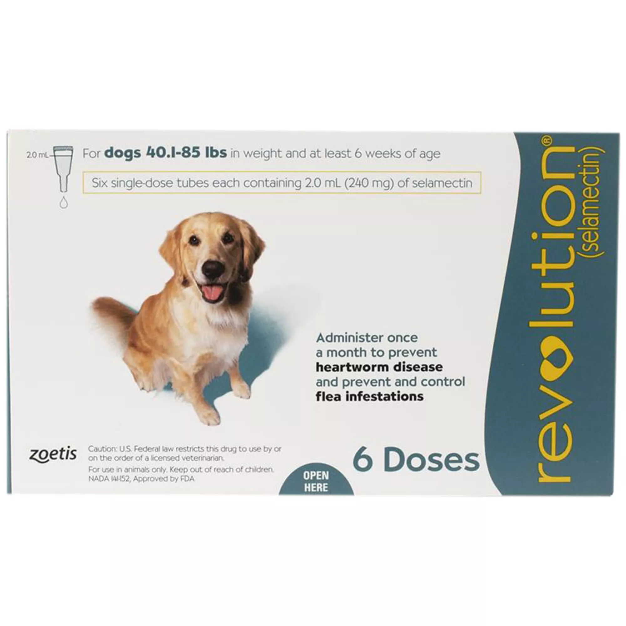 Revolution Topical for Dogs 40.1-85 Teal - 3 Month or 6 Month Supply