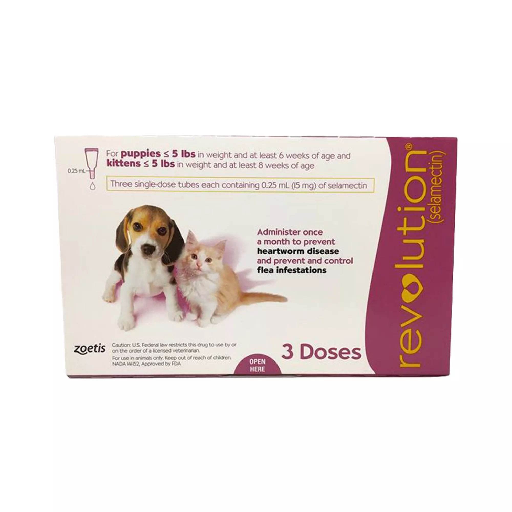 Revolution Topical for Puppies and Kittens up to 5 lbs Pink - 3 Month or 6 Month Supply