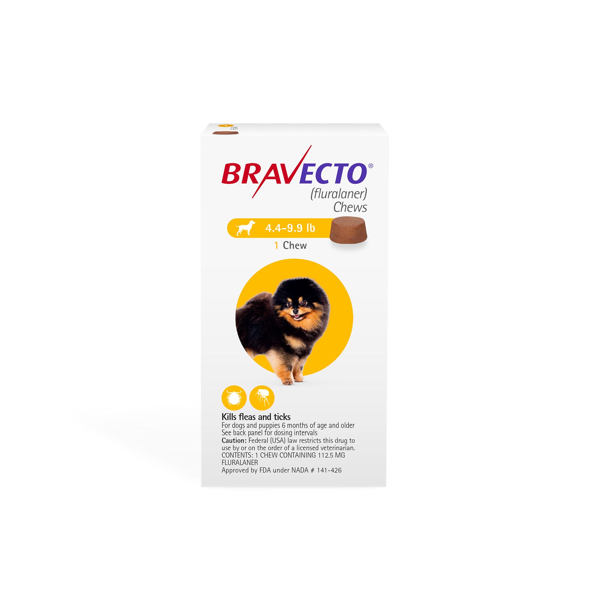 Buy Bravecto Topical For X-Small Dogs (4.4 - 9.9 Lbs) Yellow 1 Dose