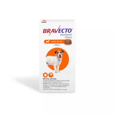 Product Bravecto Chews 9.9-22 lbs Orange, 250 mg 1 chewable, 12 weeks acting