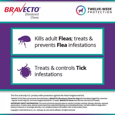 Product Bravecto Chews 9.9-22 lbs Orange, 250 mg 1 chewable, 12 weeks acting