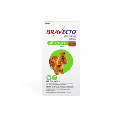 Product Bravecto Chews 22-44 lbs Green, 500 mg 1 chewable, 12 weeks acting