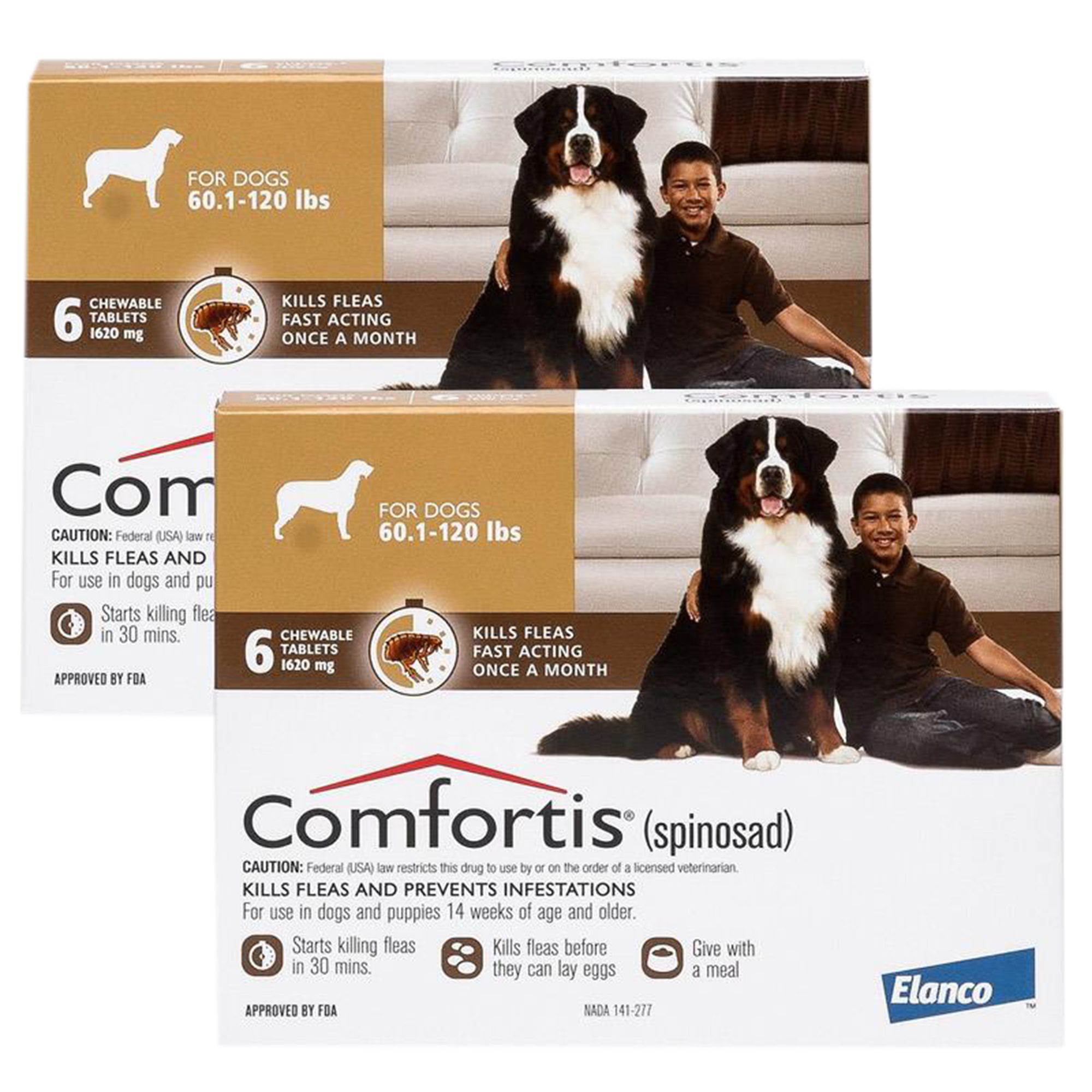 Comfortis Chewable Tablets For Dogs 60 1 120 Lbs Brown 3 6 Or 12 Month Supply Pharmacy Flea Tick Petsmart