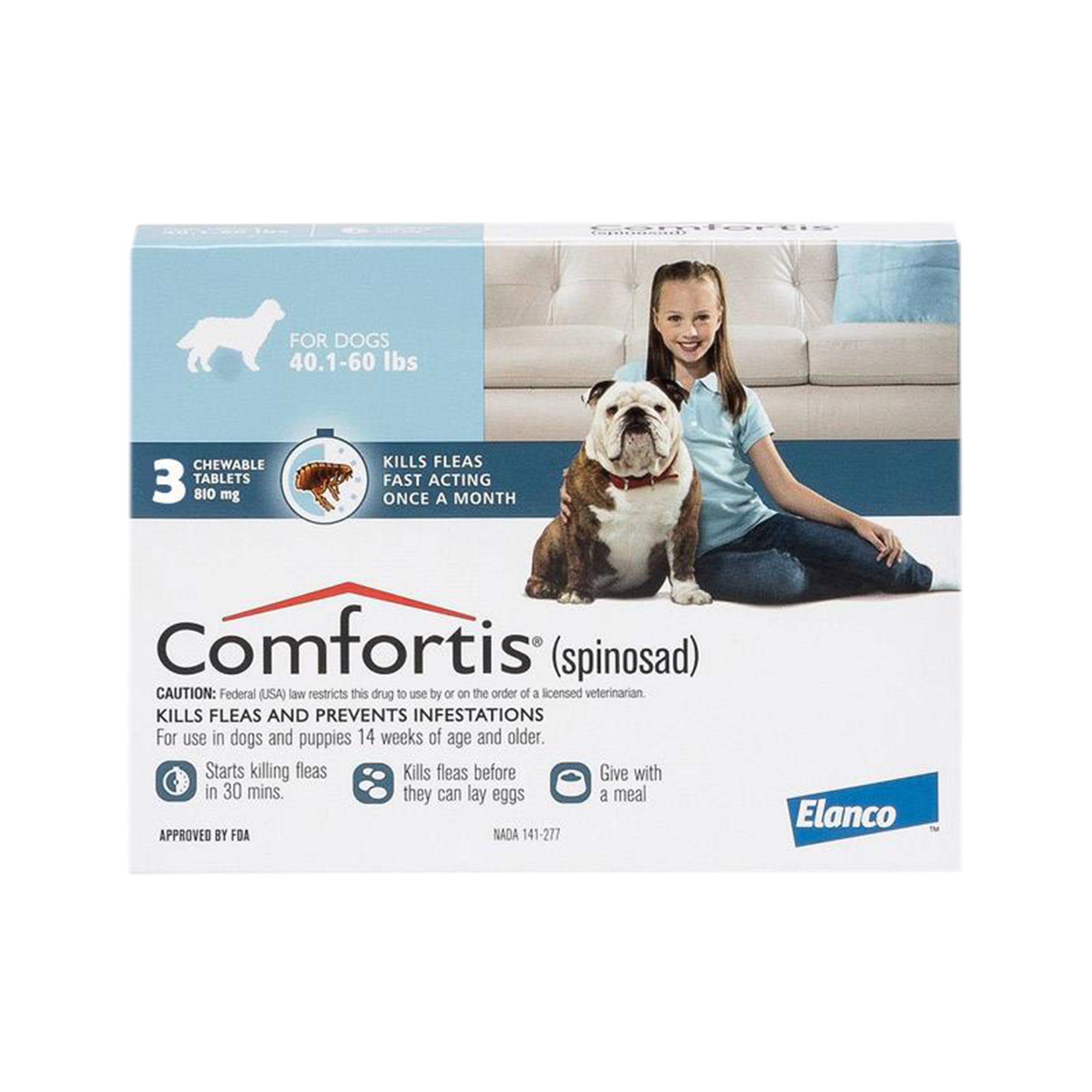 Comfortis Chewable Tablets For Dogs 40 1 60 Lbs Blue 3 6 Or 12 Month Supply Pharmacy Flea Tick Petsmart