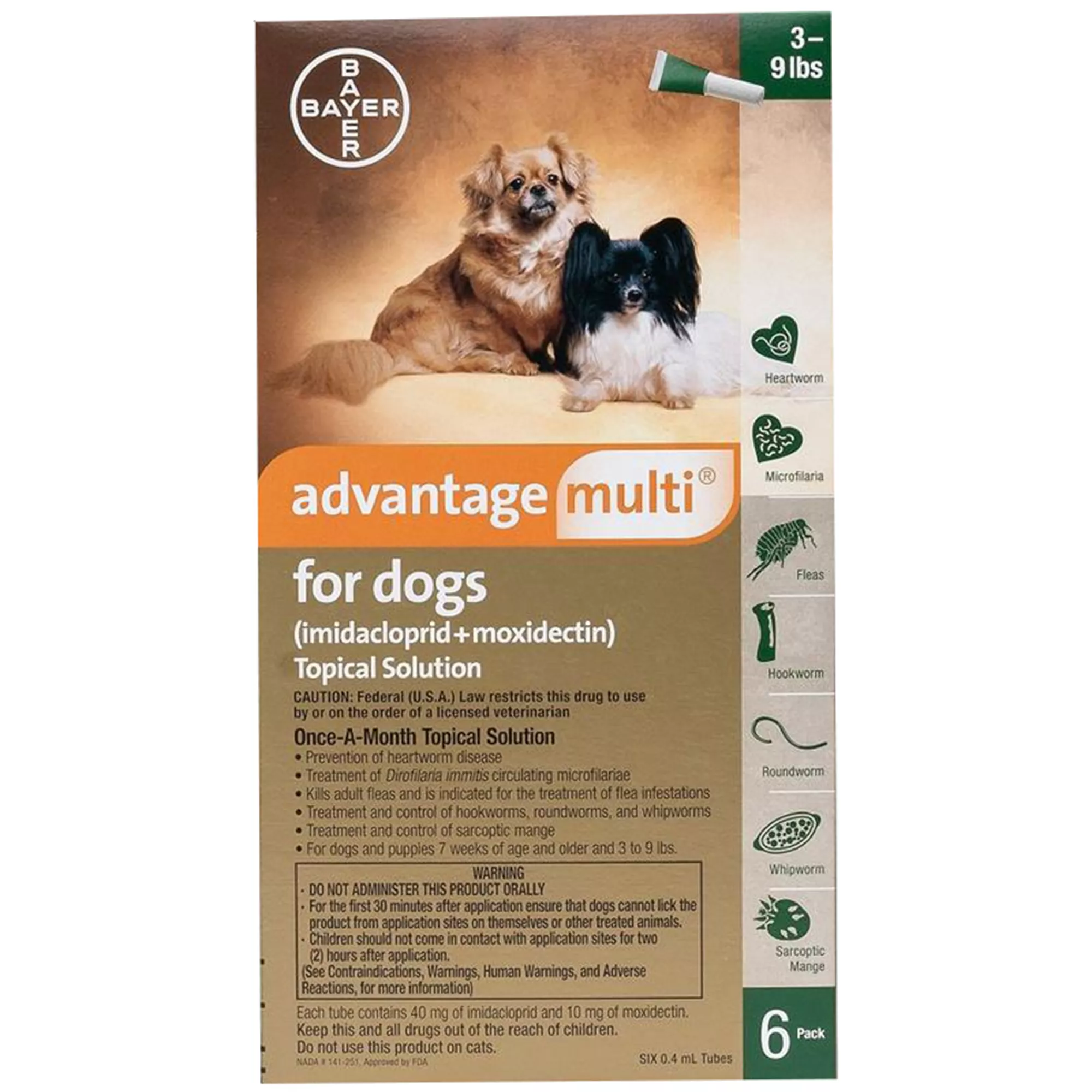 Advantage Multi Topical for Dogs 3-9 lbs Green