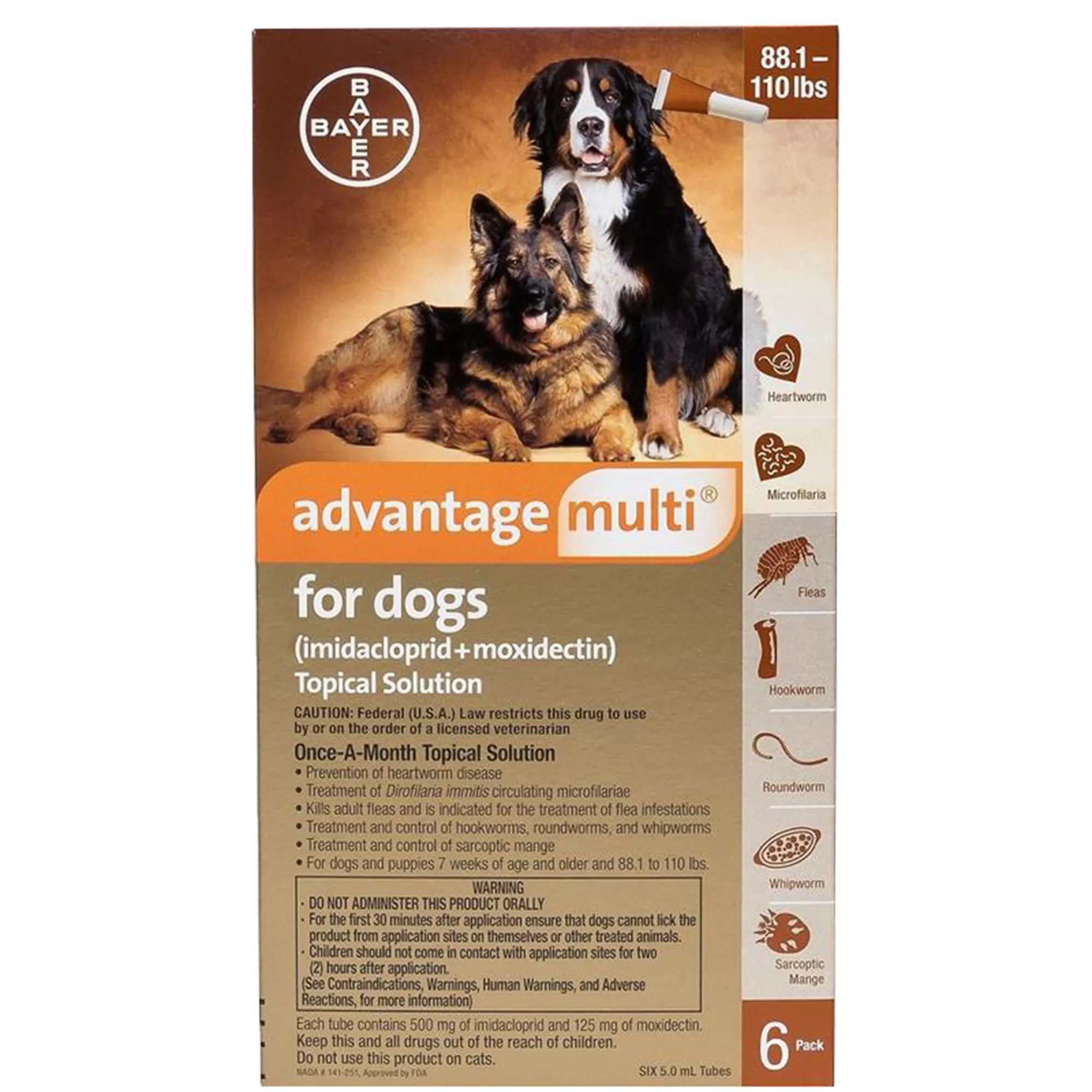 Advantage Multi Topical for Dogs 88.1-110 lbs Brown