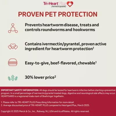Tri-Heart Plus Chewable Tablets for Dogs 1-25 lbs Blue, 6 Chewable Tablets (6 month supply) - Image 7