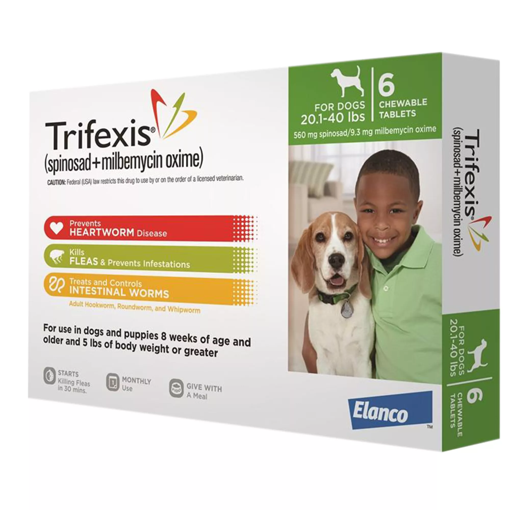 Trifexis Chewable Tablets for Dogs 20.1-40 lbs Green