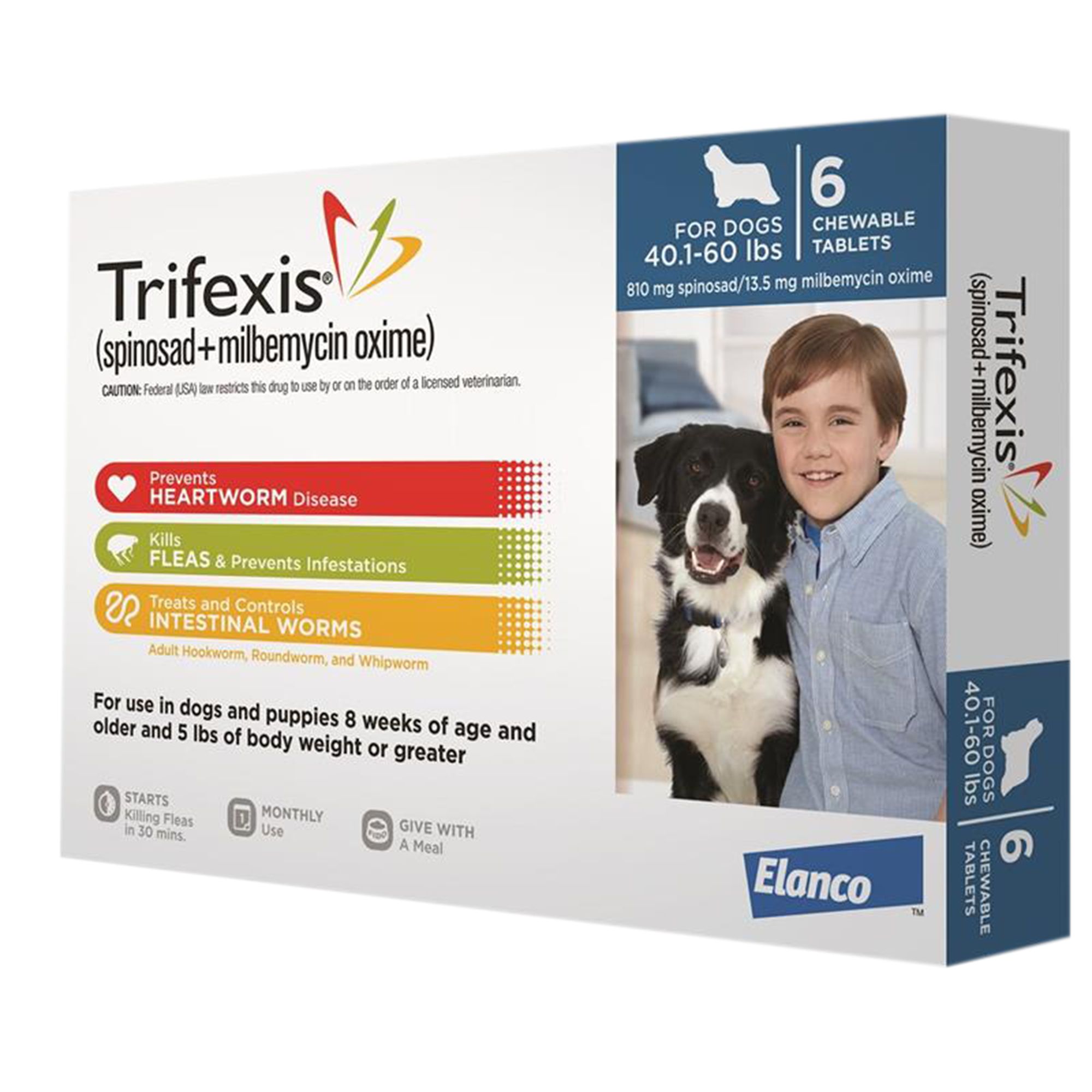 Trifexis Chewable Tablets for Dogs 40.1 60 lbs Blue Pharmacy