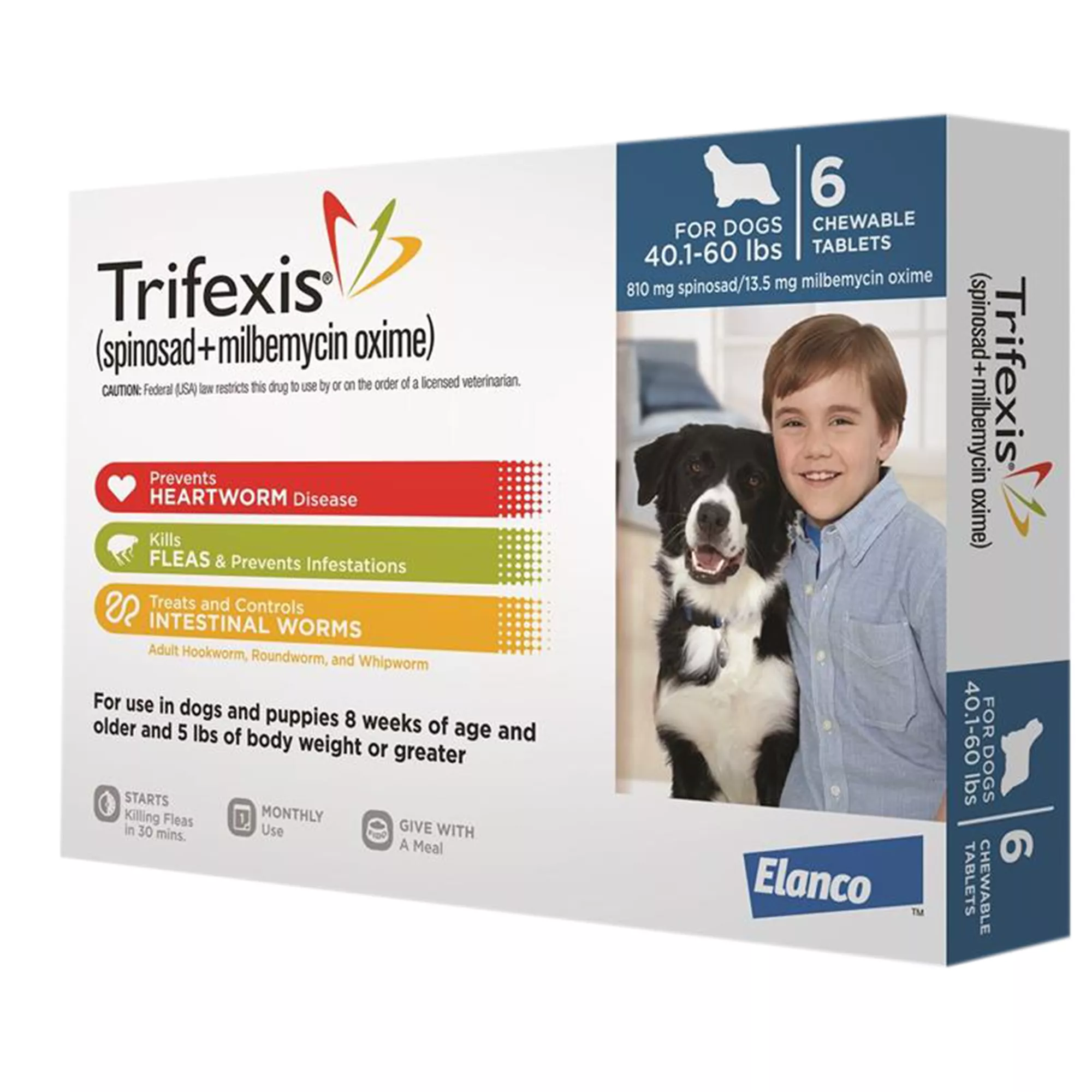 Trifexis Chewable Tablets for Dogs 40.1-60 lbs Blue