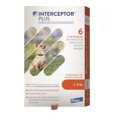 Product Interceptor Plus Chewable Tablets for Dogs - 2-8 lbs, Orange Box