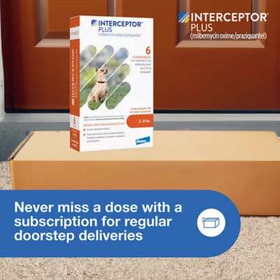 Product Interceptor Plus Chewable Tablets for Dogs - 2-8 lbs, Orange Box