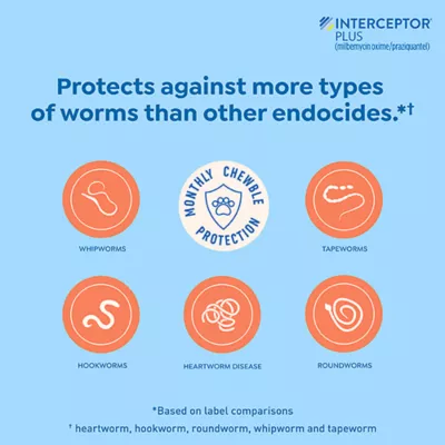 Product Interceptor Plus Chewable Tablets for Dogs - 2-8 lbs, Orange Box