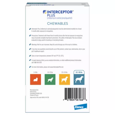 Product Interceptor Plus Chewable Tablets for Dogs - 50.1 - 100 lbs, Blue Box