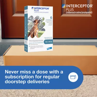 Product Interceptor Plus Chewable Tablets for Dogs - 50.1 - 100 lbs, Blue Box