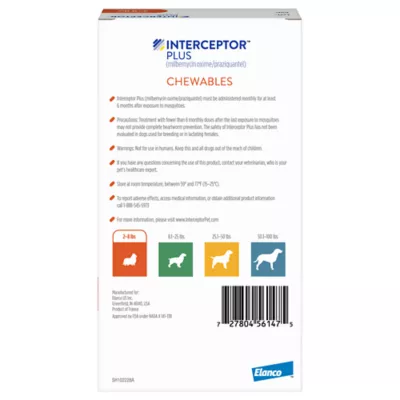 Product Interceptor Plus Chewable Tablets for Dogs - 2-8 lbs, Orange Box