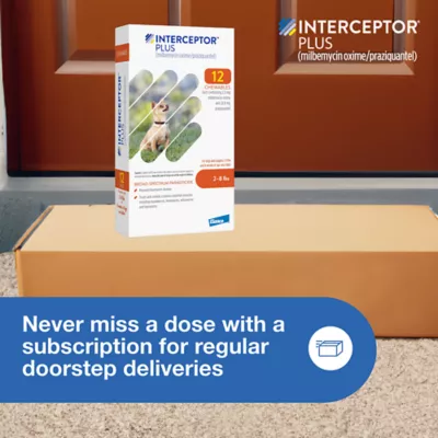 Product Interceptor Plus Chewable Tablets for Dogs - 2-8 lbs, Orange Box