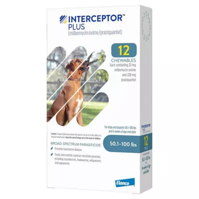 Product Interceptor Plus Chewable Tablets for Dogs - 50.1 - 100 lbs, Blue Box