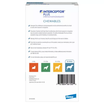 Product Interceptor Plus Chewable Tablets for Dogs - 50.1 - 100 lbs, Blue Box