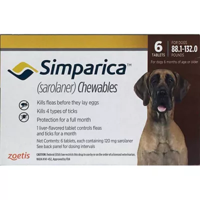 Product Simparica Chewable Tablets for Dogs 88-132 lbs Brown - 3 or 6 Month Supply