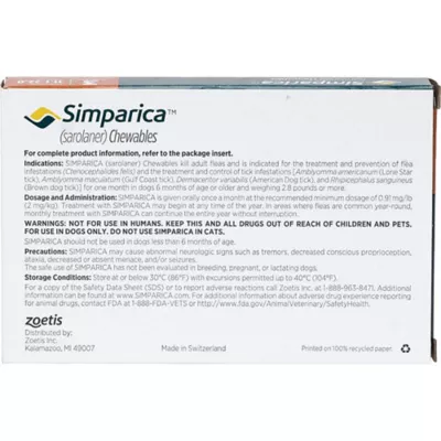 Product Simparica Chewable Tablets for Dogs 11-22 lbs Orange - 3 or 6 Month Supply
