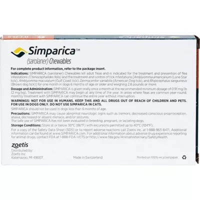 Product Simparica Chewable Tablets for Dogs 11-22 lbs Orange - 3 or 6 Month Supply
