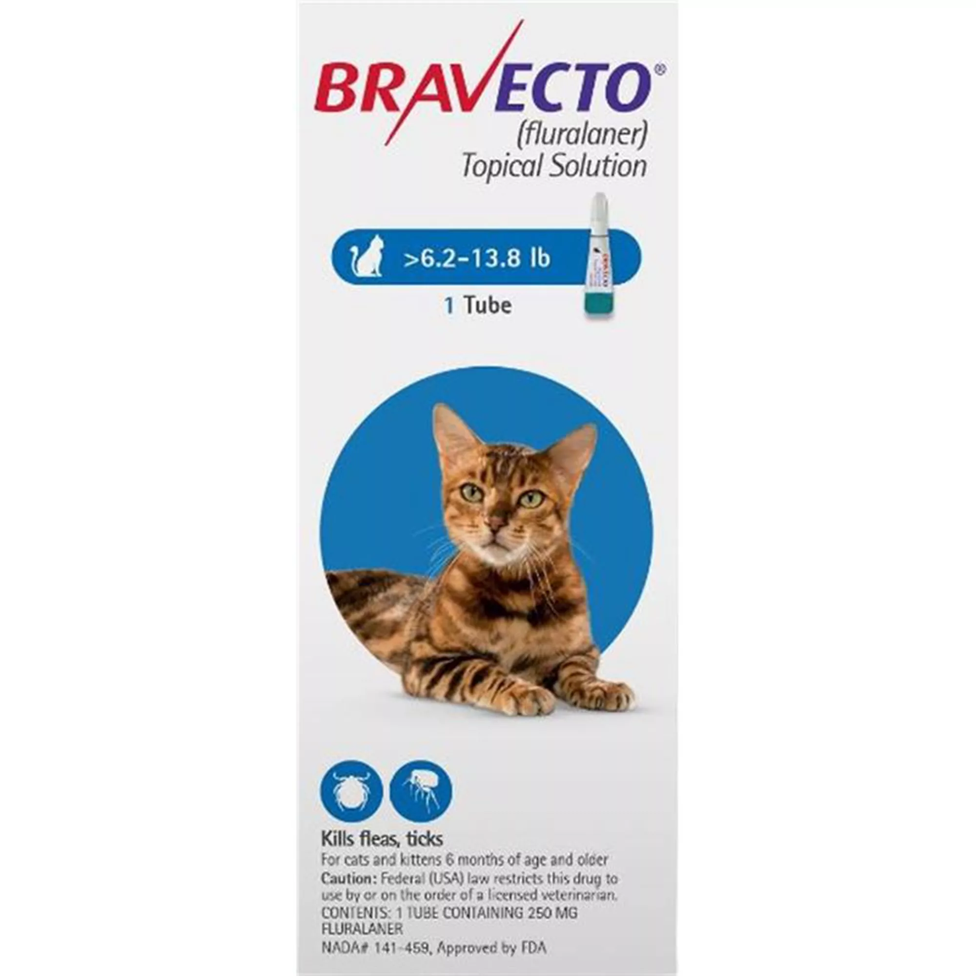 Bravecto Topical Solution for Cats, 6.2 - 13.8 lbs 250 mg Blue