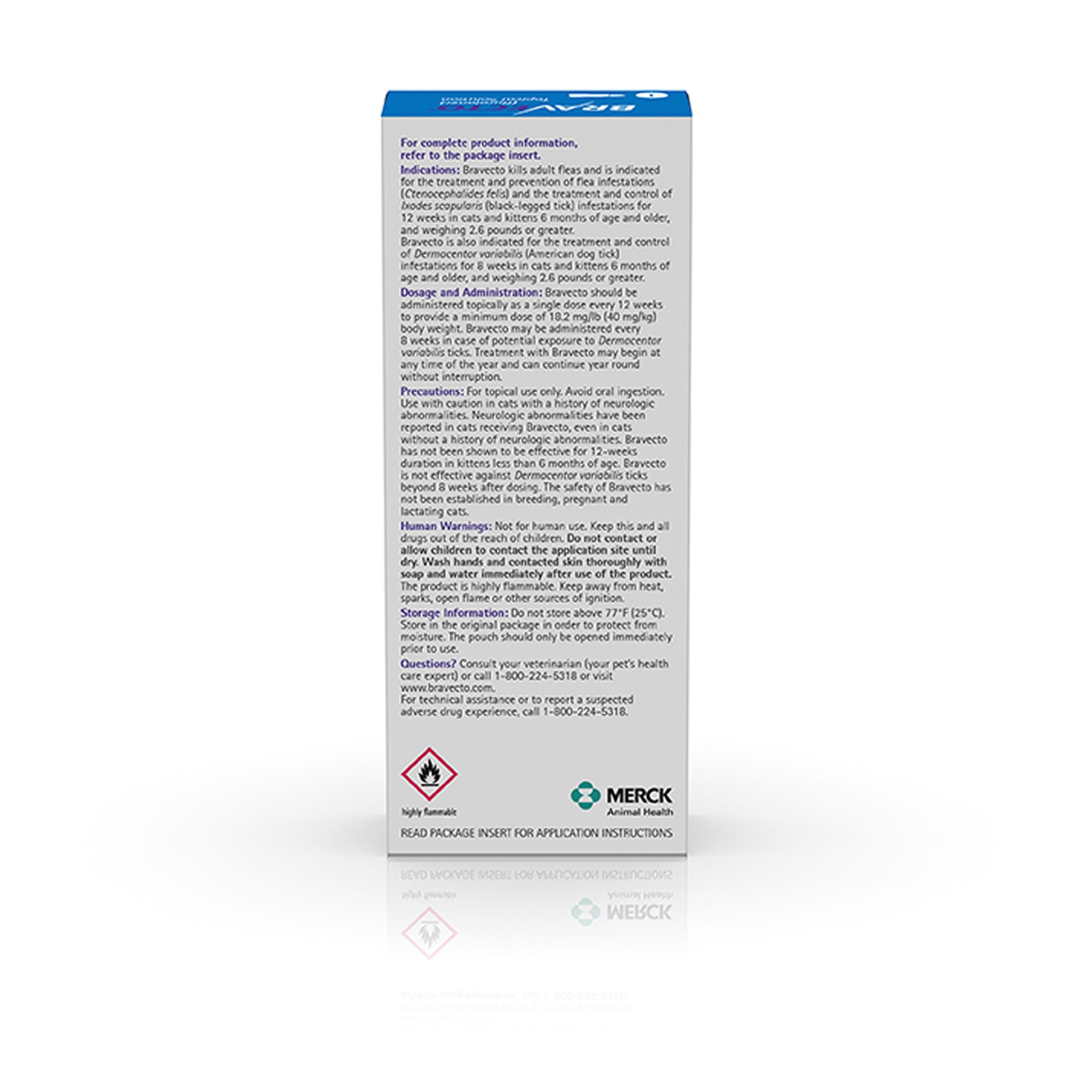 Bravecto Topical Solution for Cats, 6.2 - 13.8 lbs (Blue), 1 Dose, 12 Week Supply - thumbnail 5