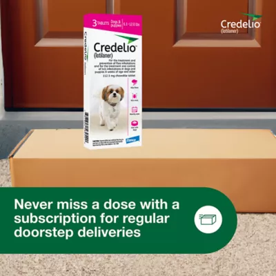 Product Credelio Flea & Tick Chewable Tablets for Dogs & Puppies 6.1-12 lbs (112.50 mg) Pink