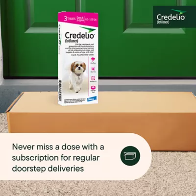 Product Credelio Flea & Tick Chewable Tablets for Dogs & Puppies 6.1-12 lbs (112.50 mg) Pink