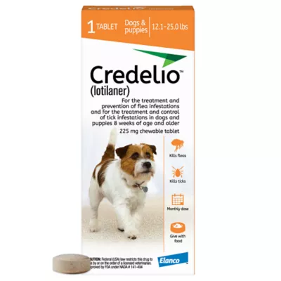 Product Credelio Flea & Tick Chewable Tablets for Dogs & Puppies 12.1-25 lbs (225 mg) Orange