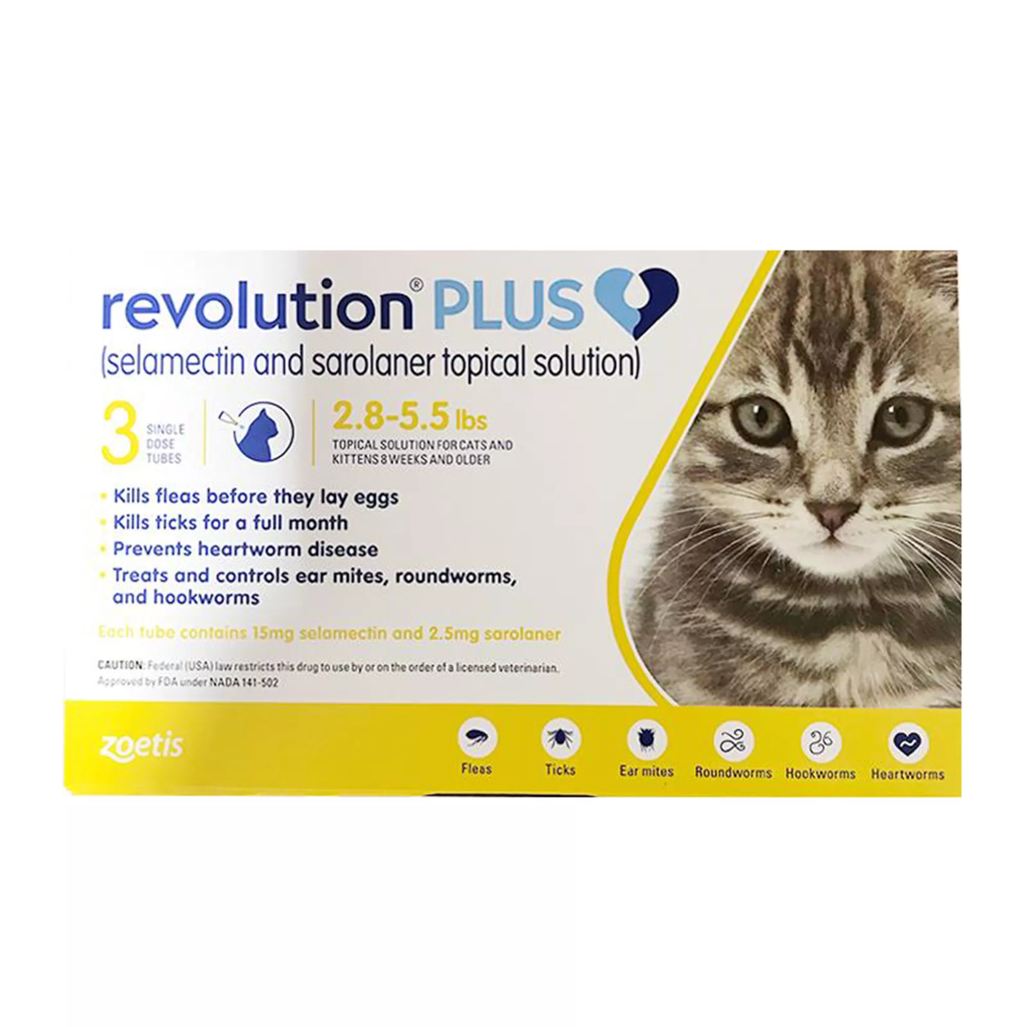 Revolution Plus for Cats 2.8-5.5 lbs Gold - 3 or 6 Month Supply