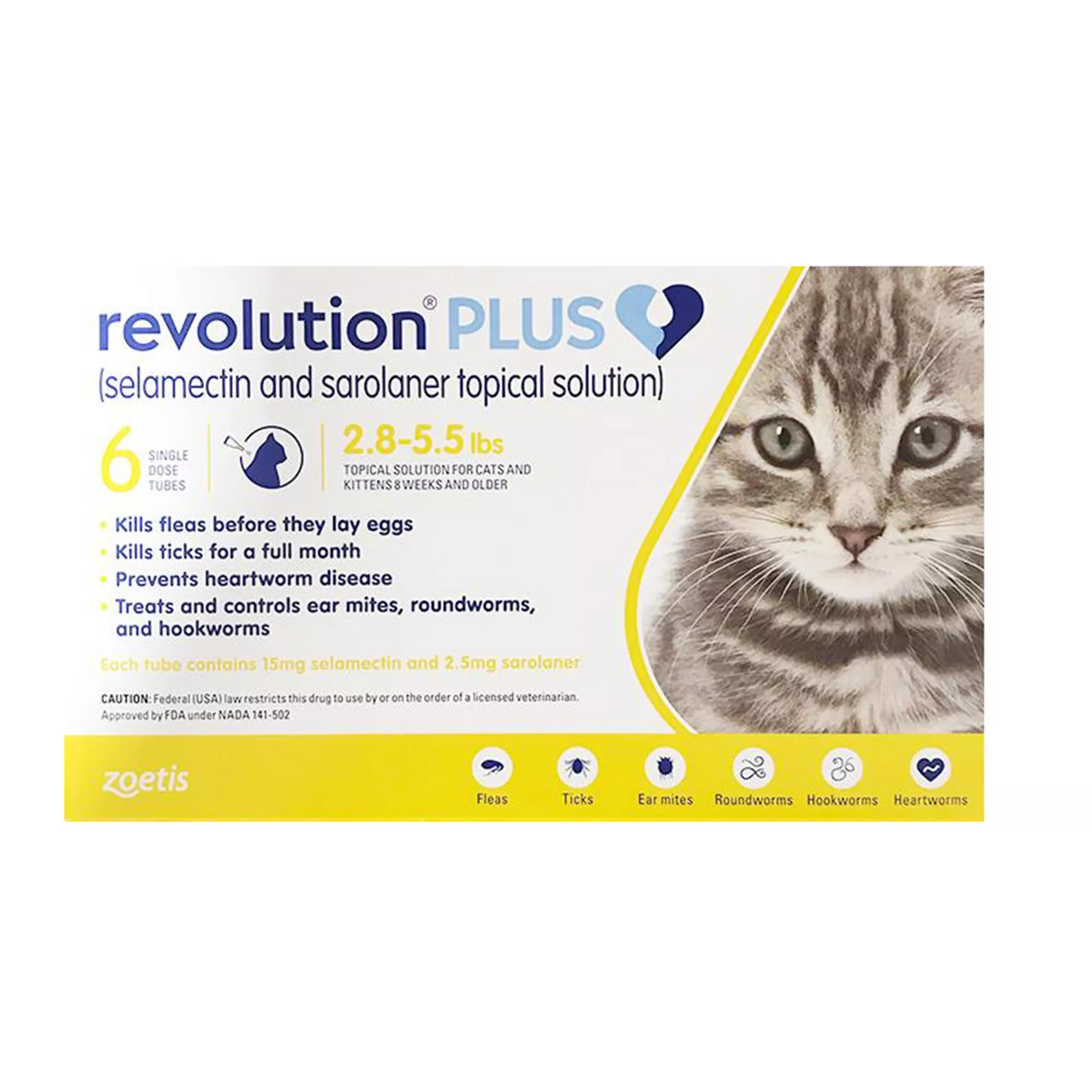 Revolution Plus for Cats 2.8-5.5 lbs Gold - 3 or 6 Month Supply