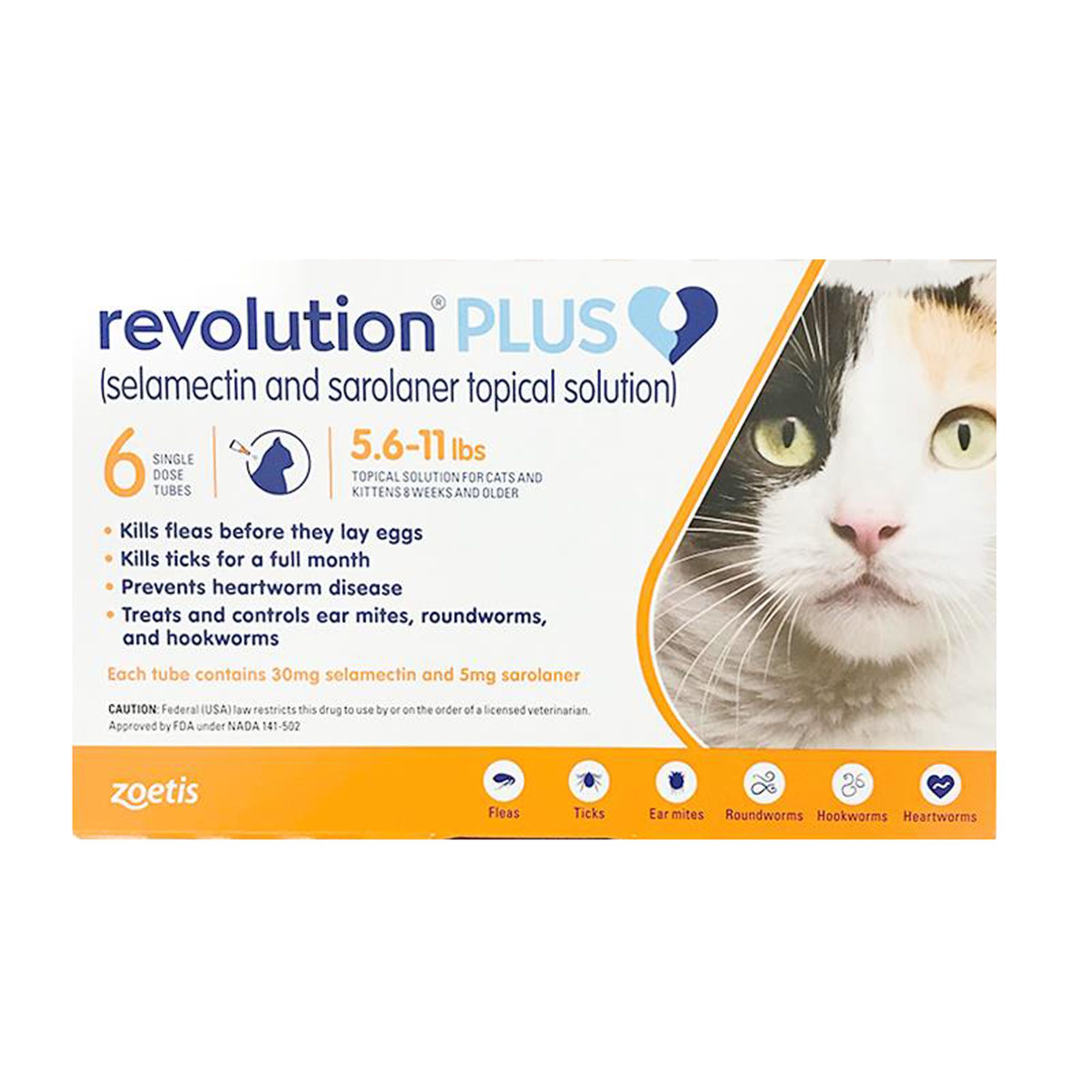 Revolution Plus for Cats 5.6 11 lbs Orange 3 or 6 Month Supply