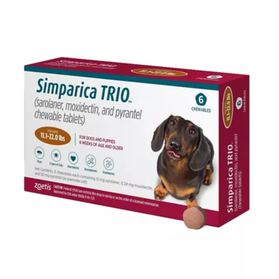 Product Simparica Trio Chewable Tablets for Dogs - 11.1-22 lbs, Caramel Box