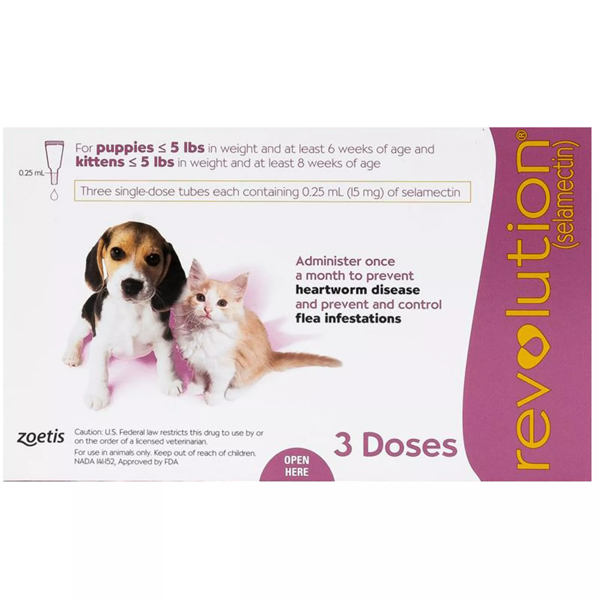 Revolution Topical for Puppies and Kittens up to 5 lbs Pink