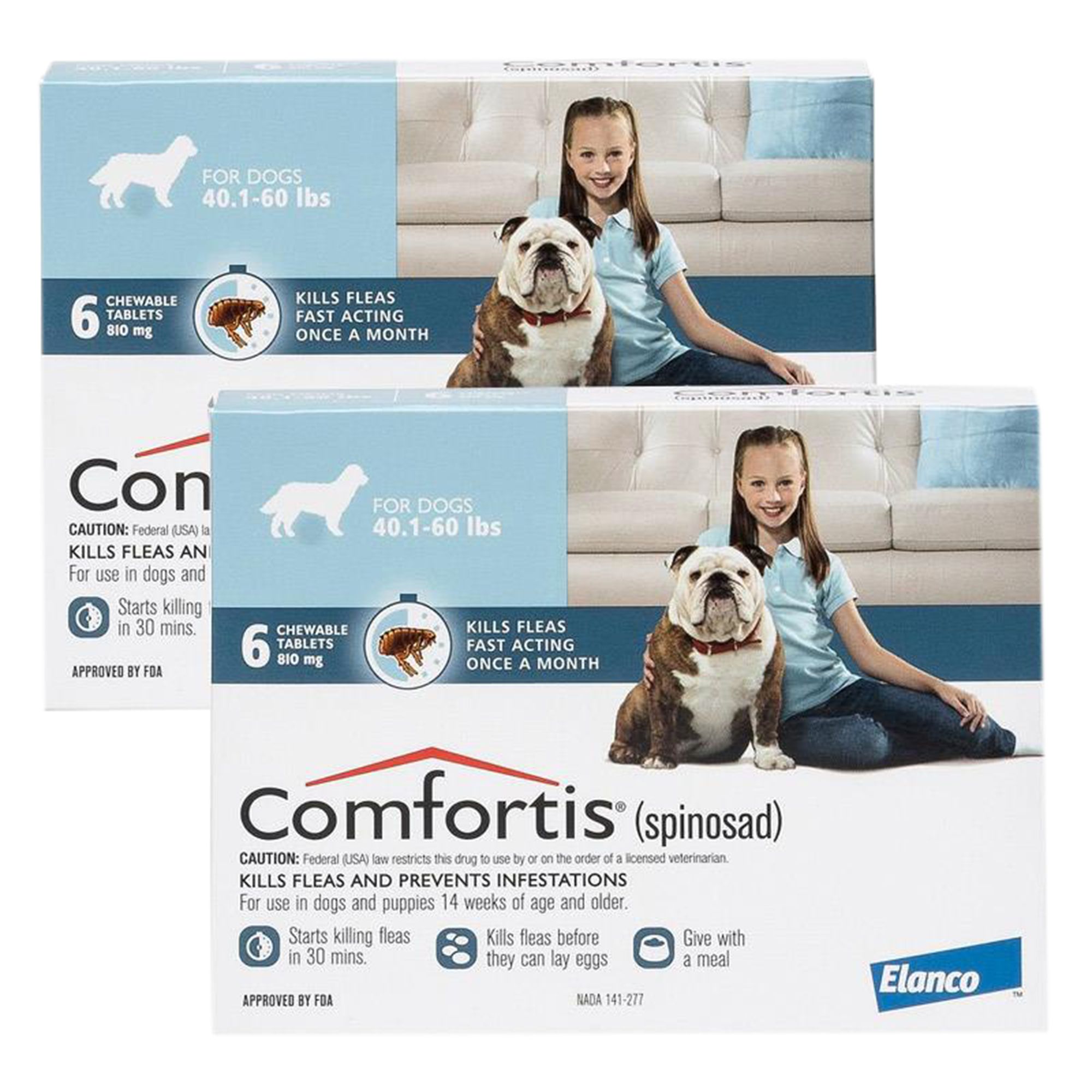 Comfortis Chewable Tablets For Dogs 40 1 60 Lbs Blue 3 6 Or 12 Month Supply Pharmacy Flea Tick Petsmart