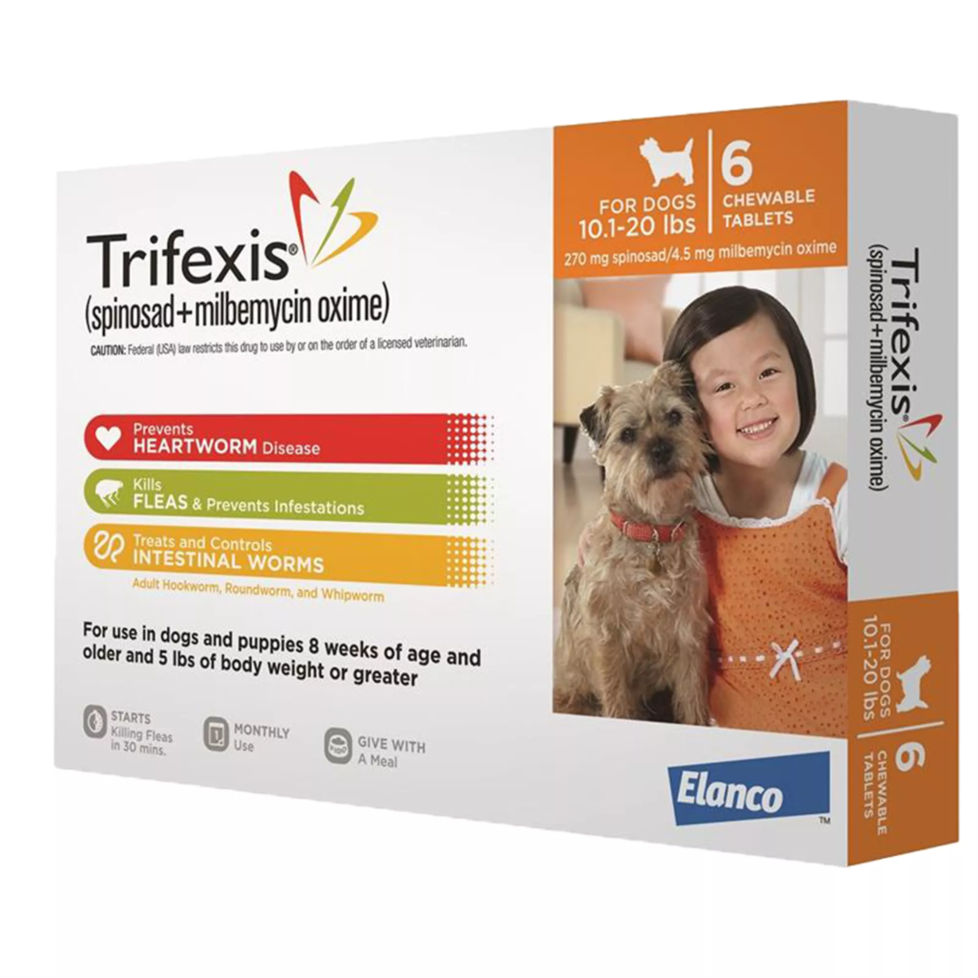 Trifexis Chewable Tablets for Dogs 10.1-20 lbs Orange